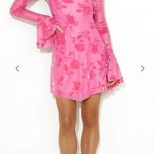 Hello Molly GOLDEN MOON LONG SLEEVE MINI DRESS PINK